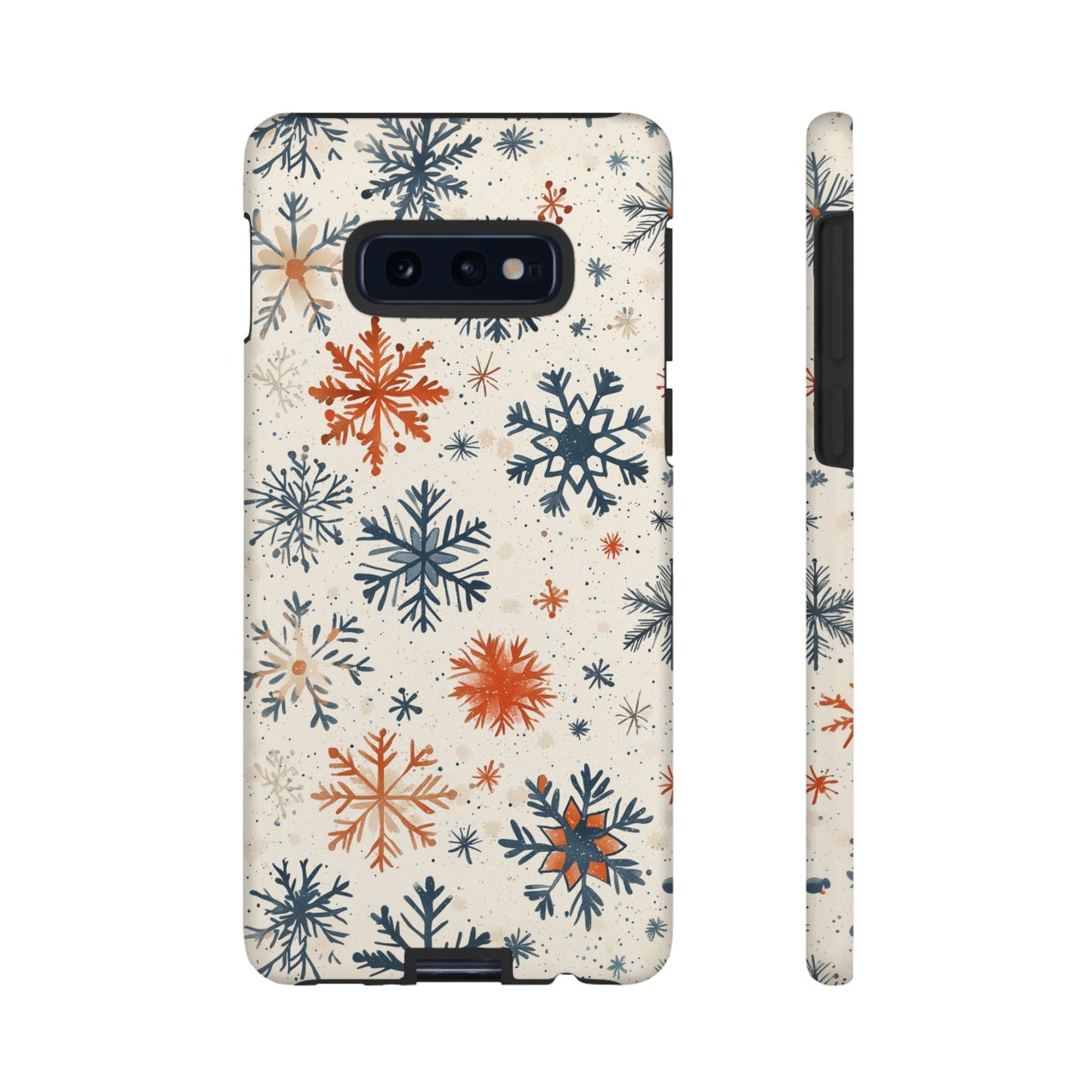 Rustic Orange and Blue Snowflake Pattern – Samsung Galaxy Series Case