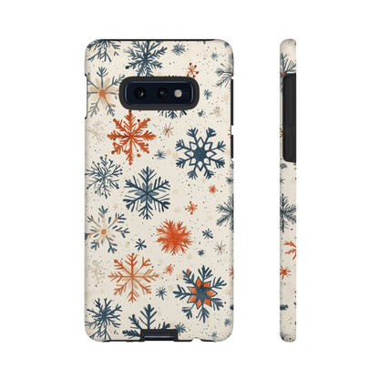 Rustic Orange and Blue Snowflake Pattern – Samsung Galaxy Series Case