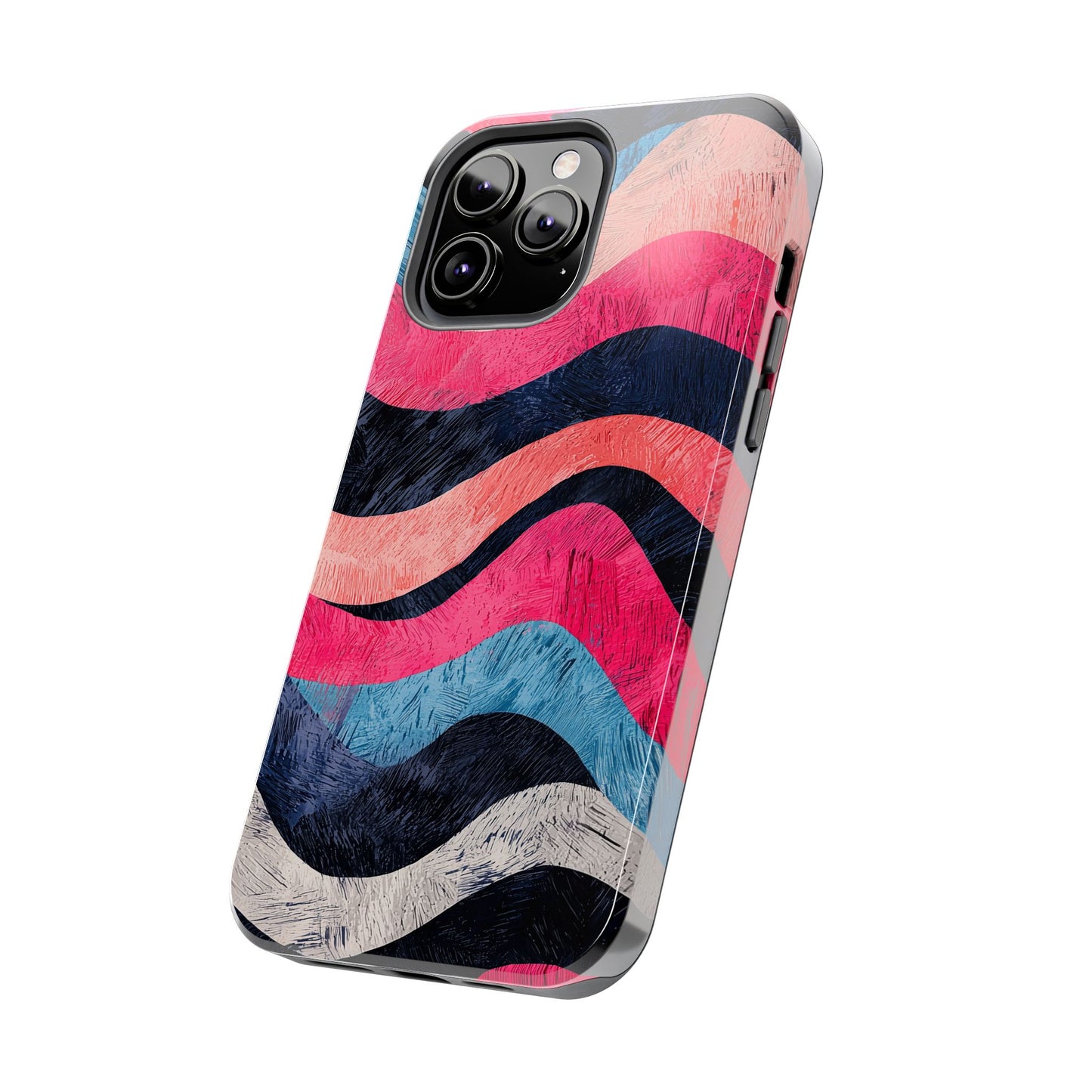 Abstract Wave Pattern iPhone Case – Shockproof, Matte Finish, Dual-Layer Protection