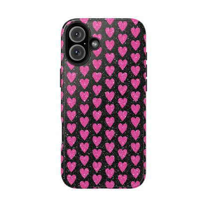 Glitter Pink Hearts iPhone Case