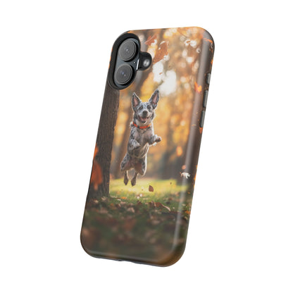 Energetic Blue Heeler Forest Pup MagSafe iPhone Case – Durable Outdoor-Inspired Design