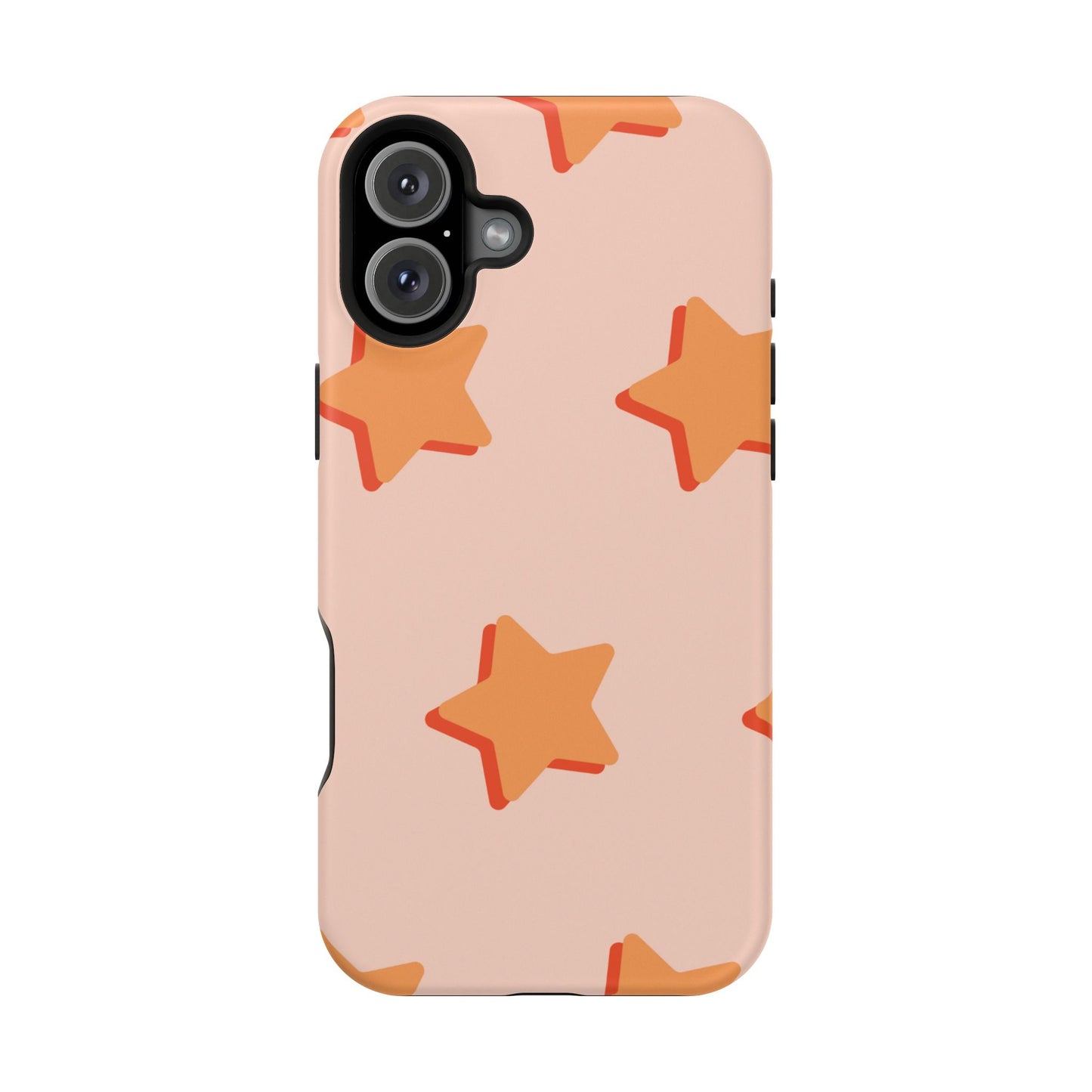 Retro Orange Stars MagSafe iPhone Case – Shock-Resistant, Smooth Matte Finish, Dual-Layer Design