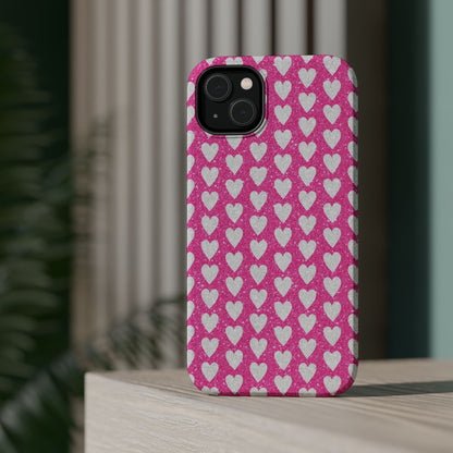 Pink Glitter Heart Pattern MagSafe Case