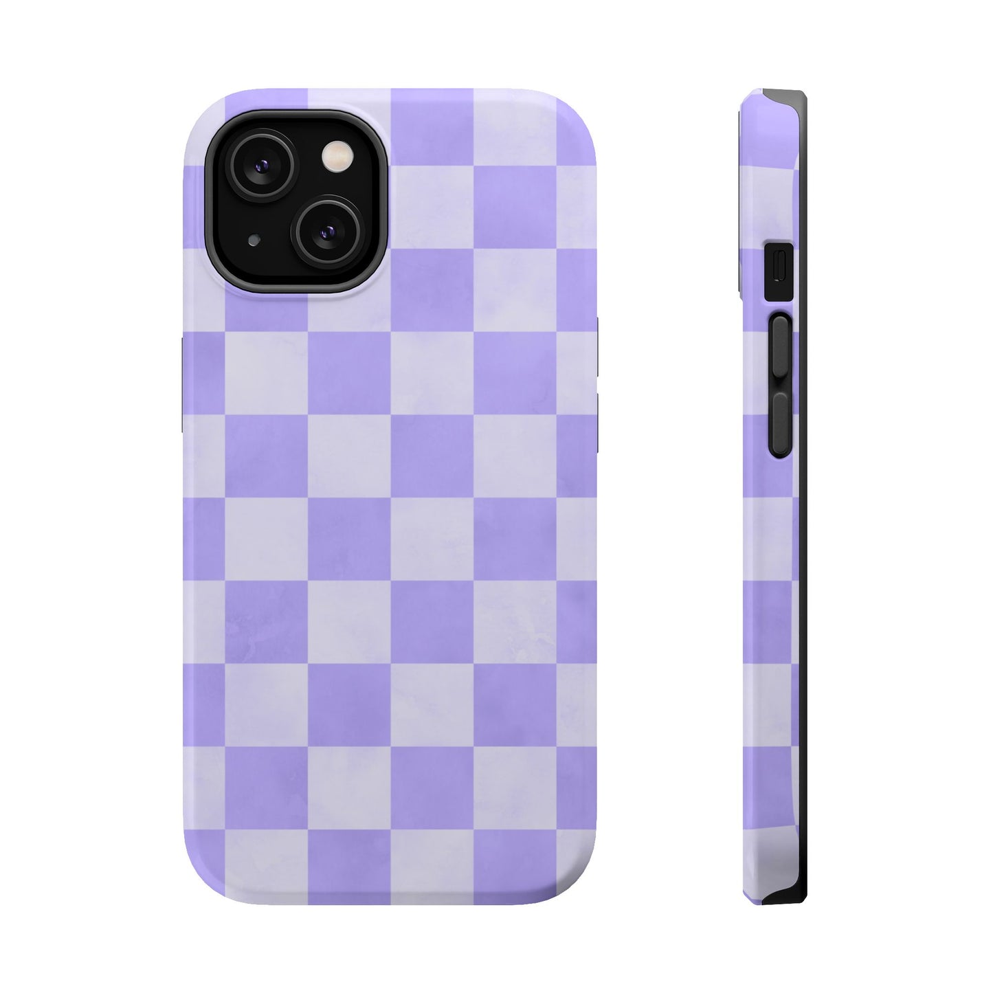 Lavender Checkerboard MagSafe iPhone Case – Shockproof, Smooth Matte Finish, Dual-Layer Design