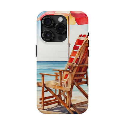 Beach Bliss iPhone Series Case – Relaxing Seaside Chair and Umbrella Design