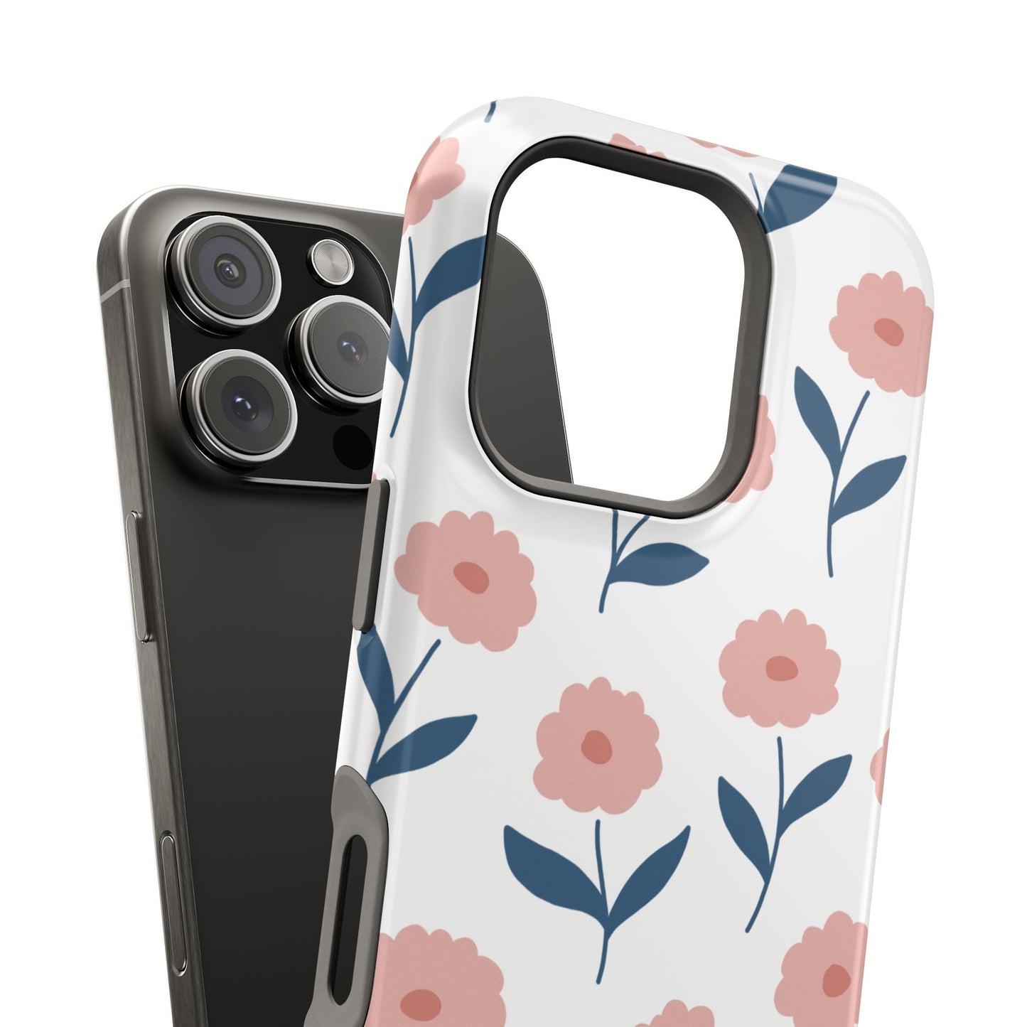 Playful Pink Floral Tough MagSafe  iPhone Case – Soft Pastel Design, Slim & Shockproof