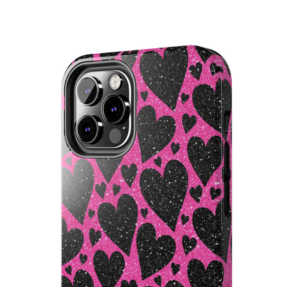 Pink Glitter Hearts iPhone Case