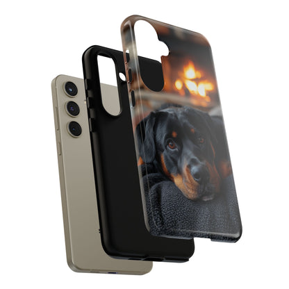 Warm Rottweiler by the Fireplace Samsung Galaxy Case – Rustic Charm for Dog Lovers