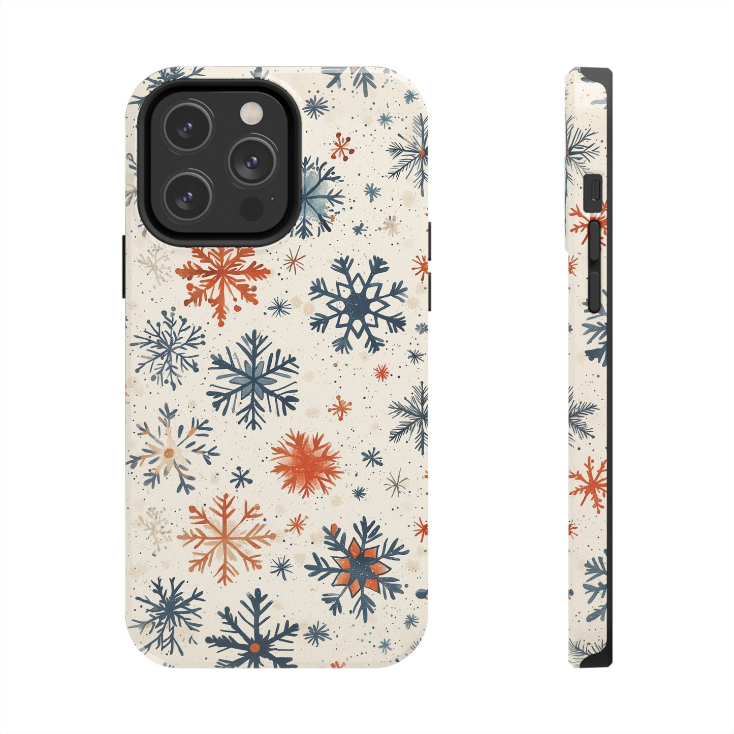 Rustic Orange and Blue Snowflake Pattern – iPhone Series Case