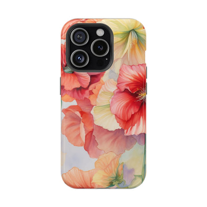 Gumamela Blush Pink Watercolor Floral – MagSafe Compatible iPhone Case