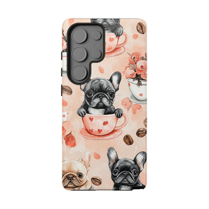 French Bulldogs in Heart Teacups Samsung Galaxy  Case – Cute Dog & Floral Design, Shockproof Protection