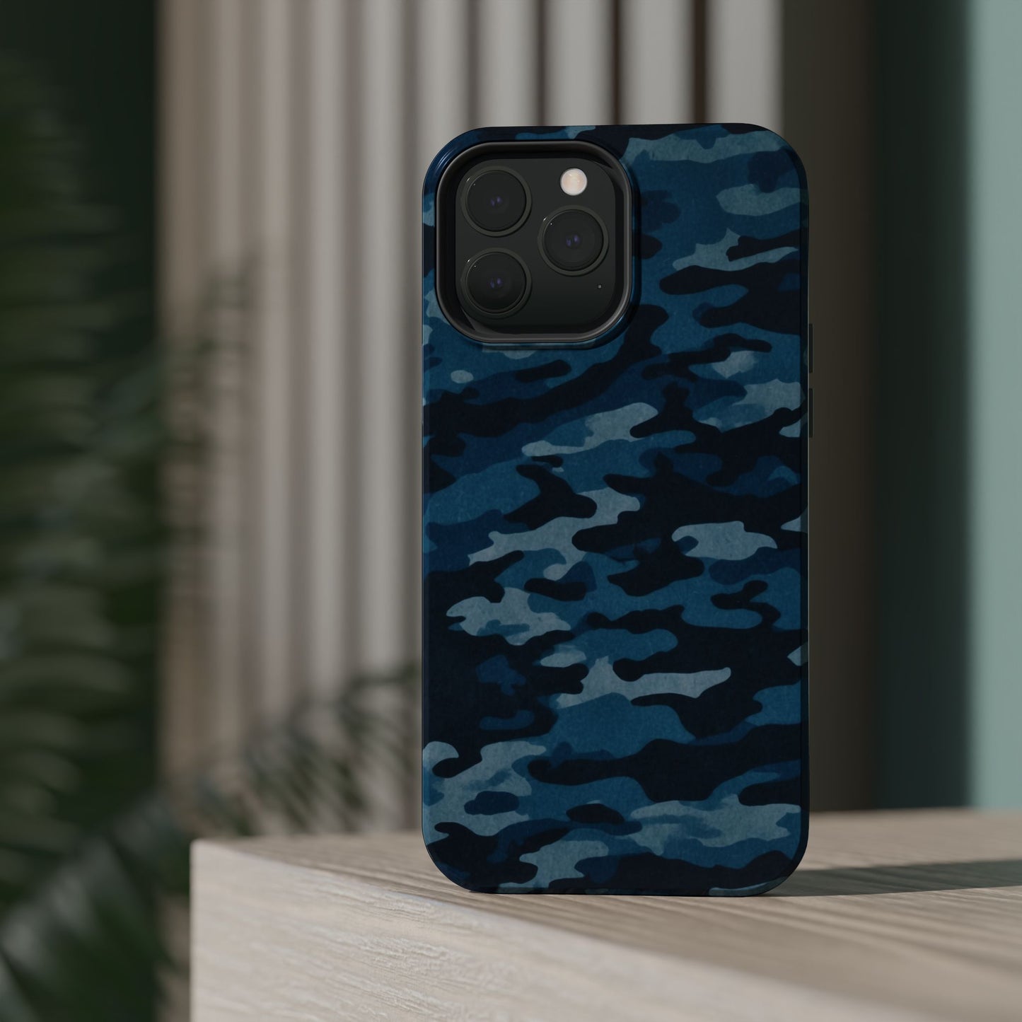 Dark Blue Camouflage – MagSafe iPhone Case with Modern Rugged Style