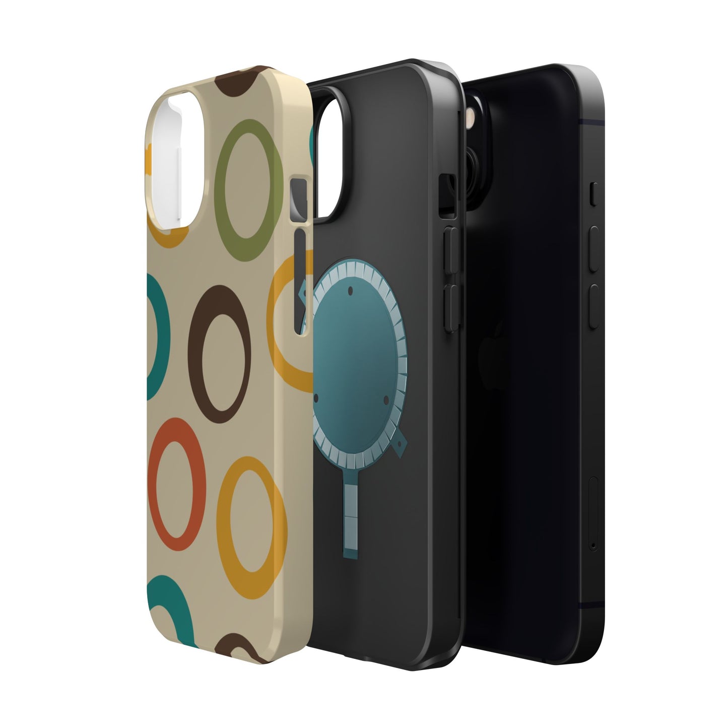 Retro Colorful Rings MagSafe iPhone Case – Shockproof, Matte Finish, Dual-Layer Protection