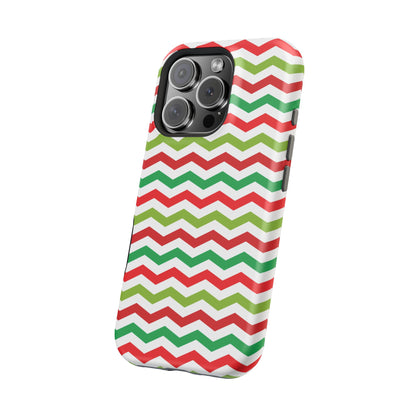 Vibrant Fiesta Chevron – Yellow Green, Green & Red Geometric MagSafe Case