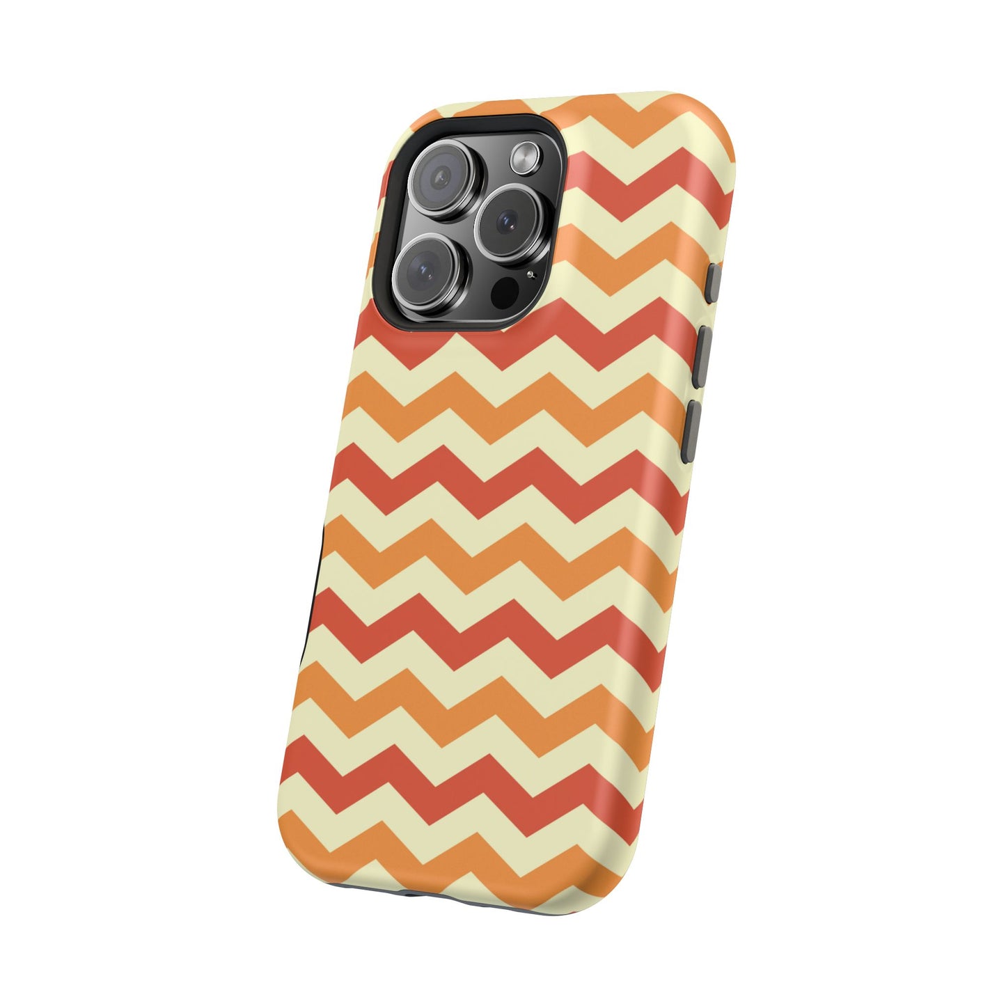 Warm Sunset Chevron – Orange, Red & Cream Geometric MagSafe iPhone Case