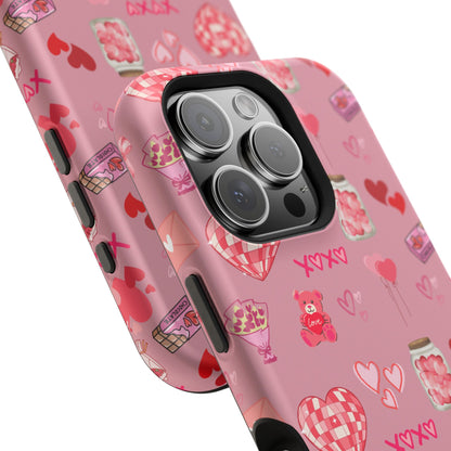 Pink Valentine Love Collage – MagSafe-Compatible iPhone Case