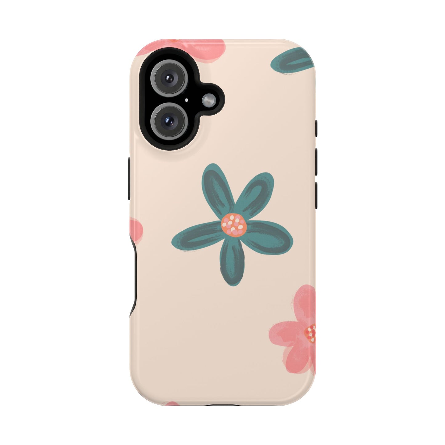 Vintage Floral Tough MagSafe iPhone Case – Soft Matte Finish with Dual-Layer Protection