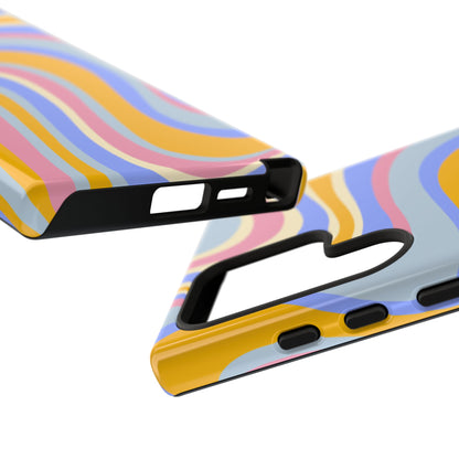 Groovy Pastel Waves Samsung Galaxy Case – 70s-Inspired Design with Dual-Layer Protection