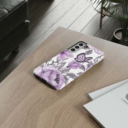 Lavender Bloom Butterfly Samsung Galaxy Case – Delicate Floral Design with Watercolor Details