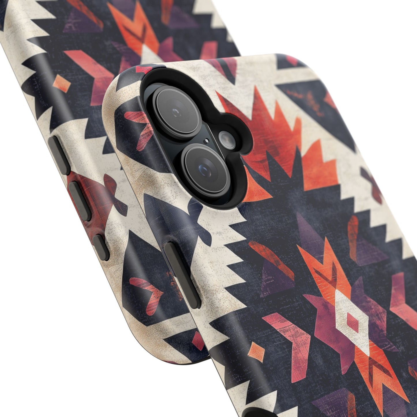 Boho Tribal Starburst Tough MagSafe iPhone Case – Vibrant Geometric Design, Dual-Layer Protection