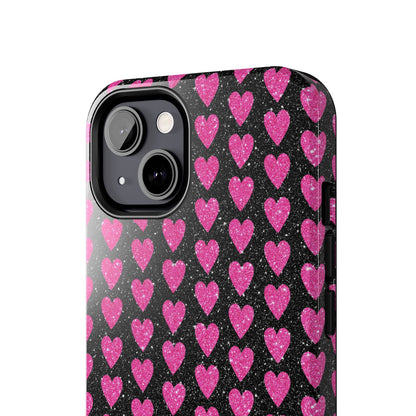 Glitter Pink Hearts iPhone Case