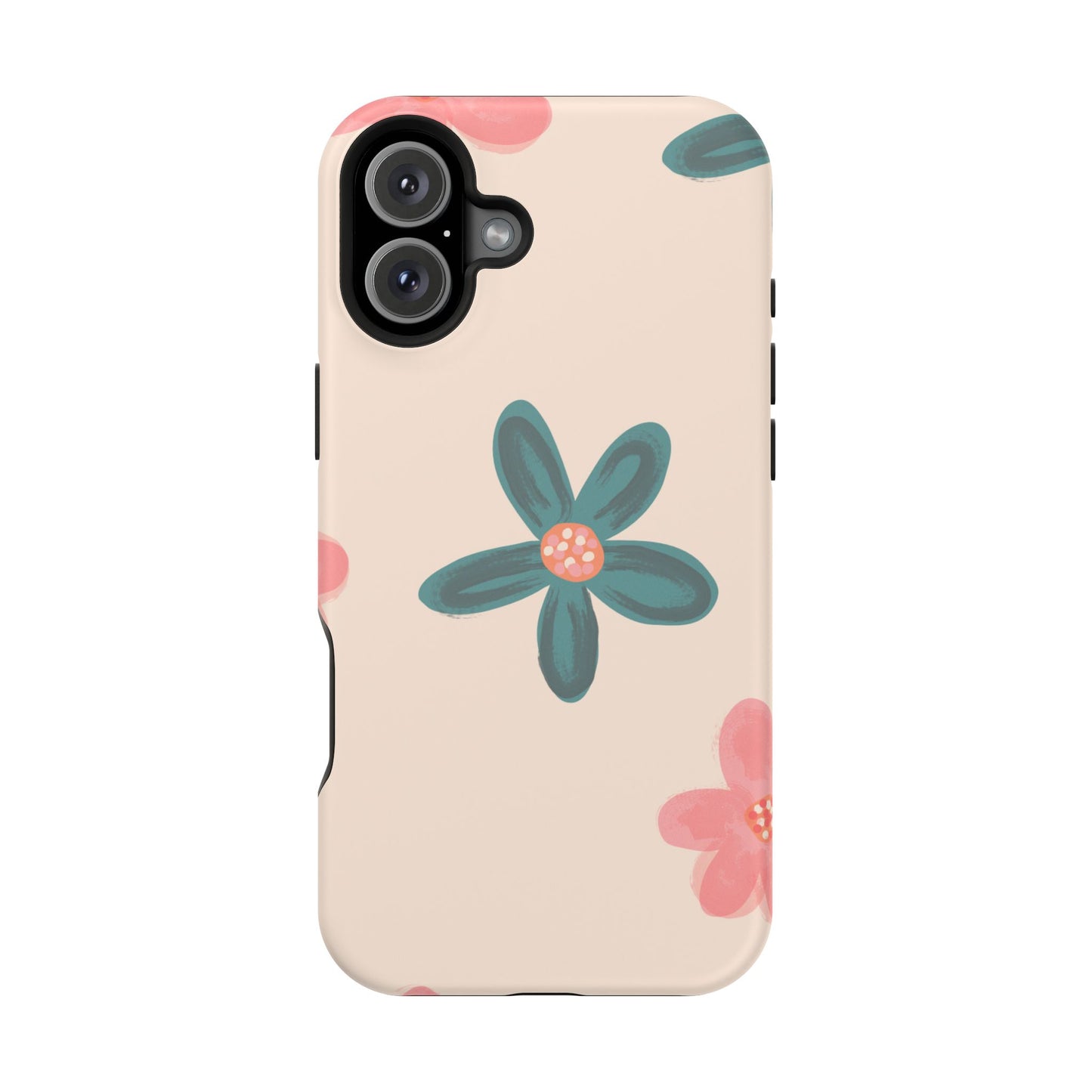 Vintage Floral Tough MagSafe iPhone Case – Soft Matte Finish with Dual-Layer Protection