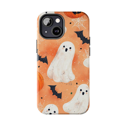 Spooky Cute Ghost iPhone Case – Halloween Ghosts, Pumpkins, Bats & Cobwebs Design