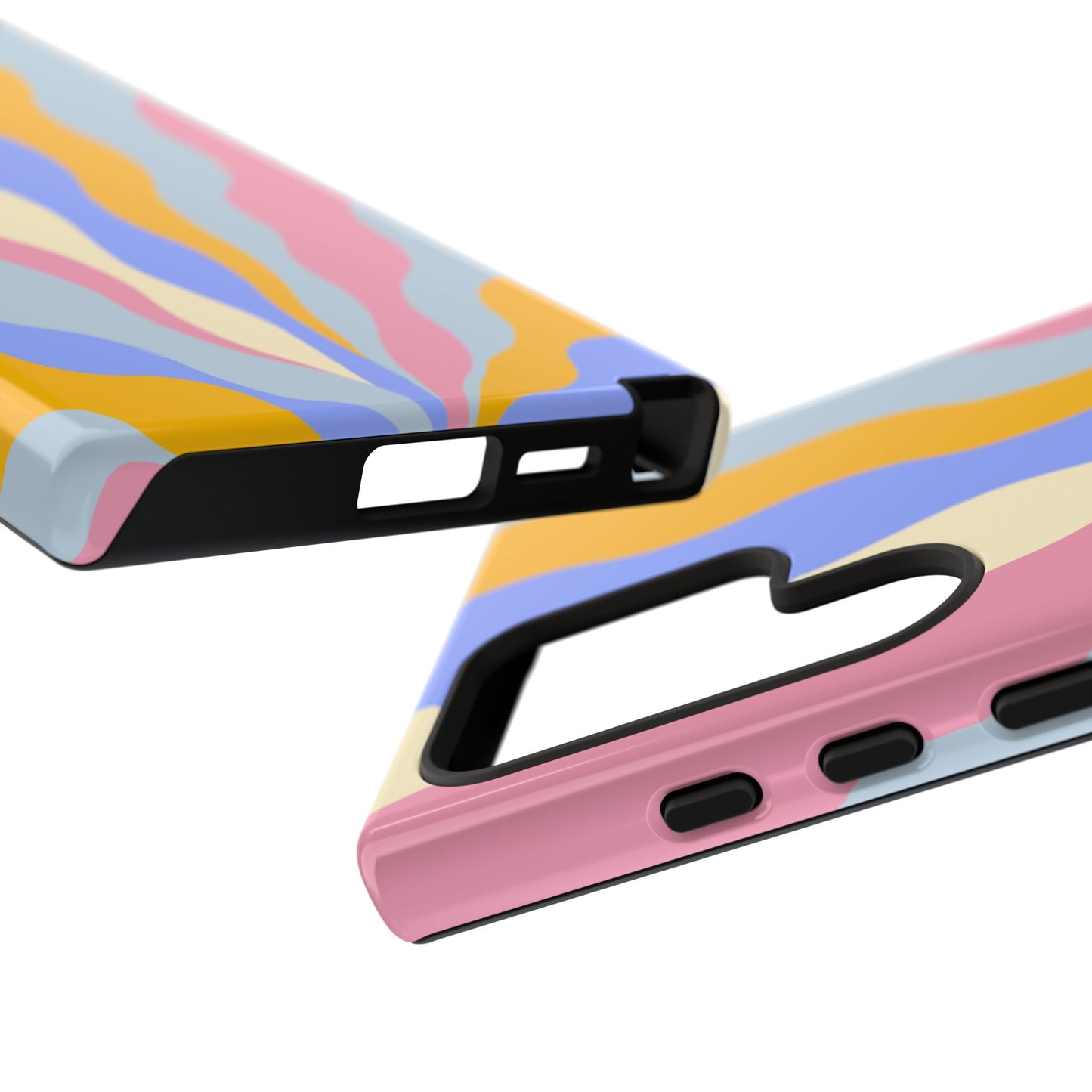 Pastel Radiance Samsung Galaxy Case – 70s-Inspired Dual-Layer Design with Wavy Sunburst Pattern