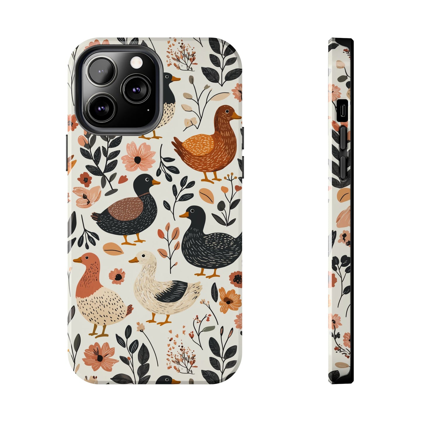 Farm Duck & Flowers iPhone Case – Vintage Floral Design