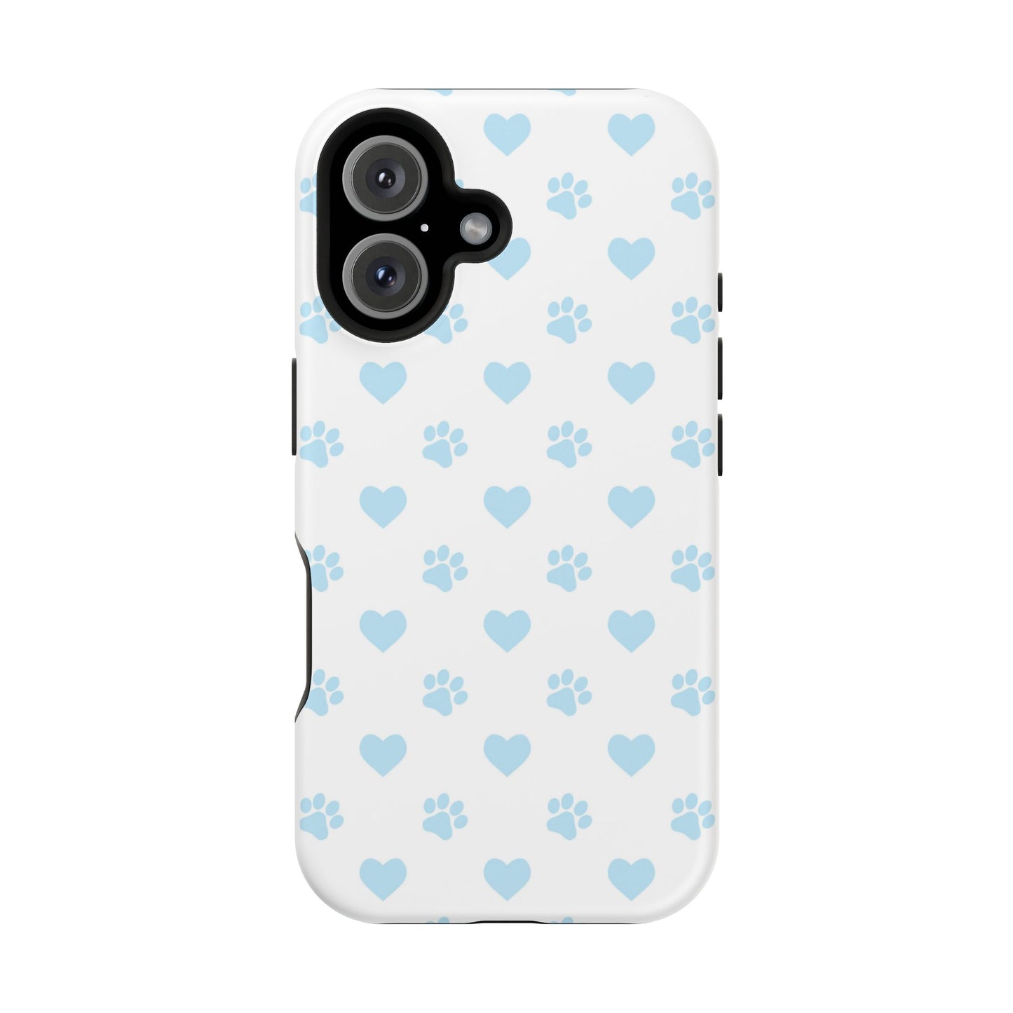 Light Blue Paw Prints & Hearts – MagSafe iPhone Case for Pet Lovers