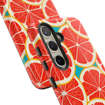 Ruby Grapefruit Pop Tough Samsung Galaxy Case – Vibrant Citrus Design, Shock - Resistant Protection - BOGO Cases