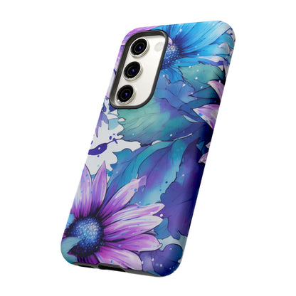 Purple & Teal Watercolor Floral Samsung Galaxy Case - Artistic Flower Design