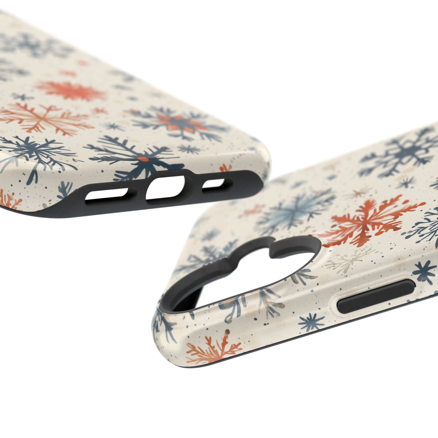 Rustic Orange and Blue Snowflake Pattern – MagSafe iPhone Series Case