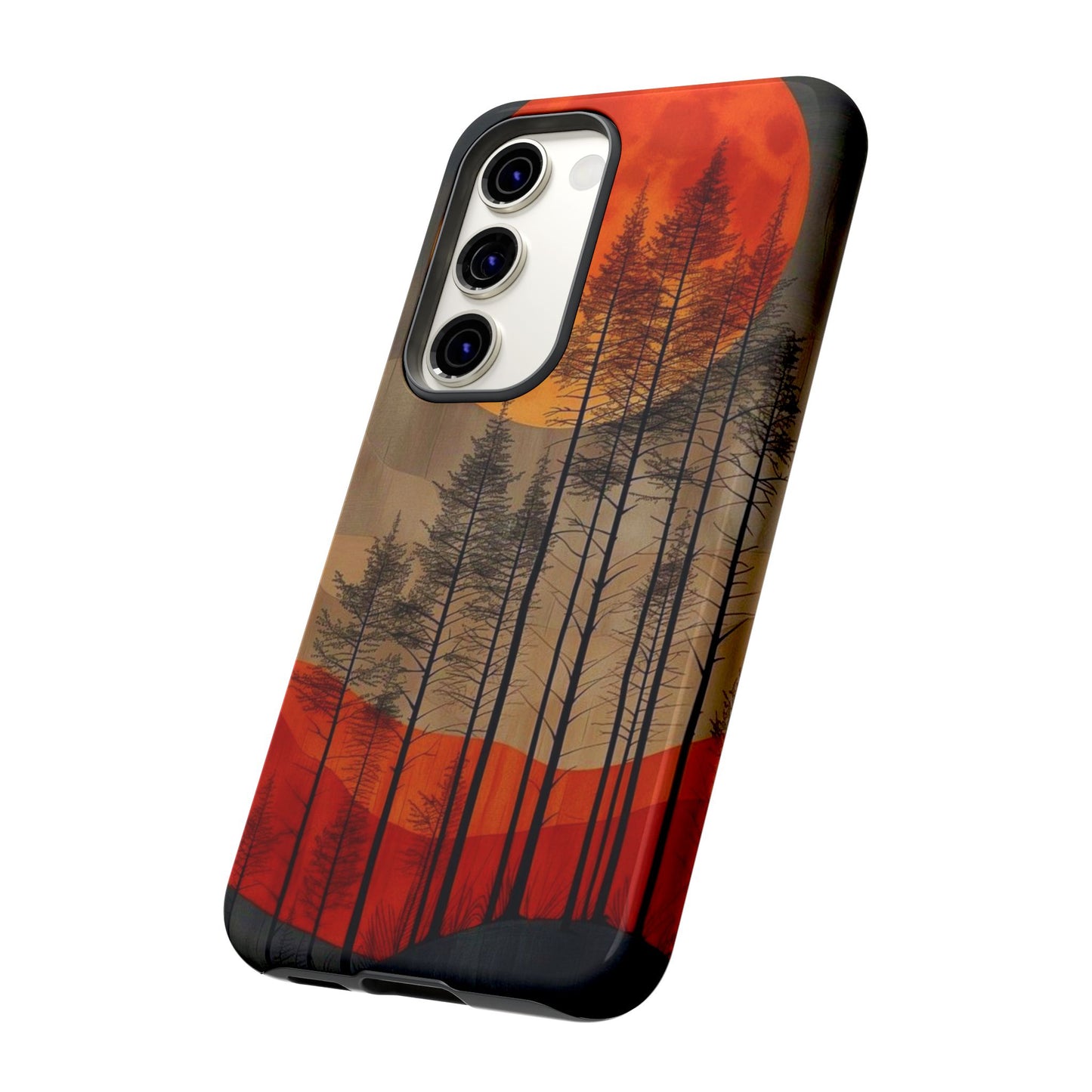 Moody Forest Moonrise Samsung Galaxy Case – Dark Landscape Design, Dual-Layer Protection