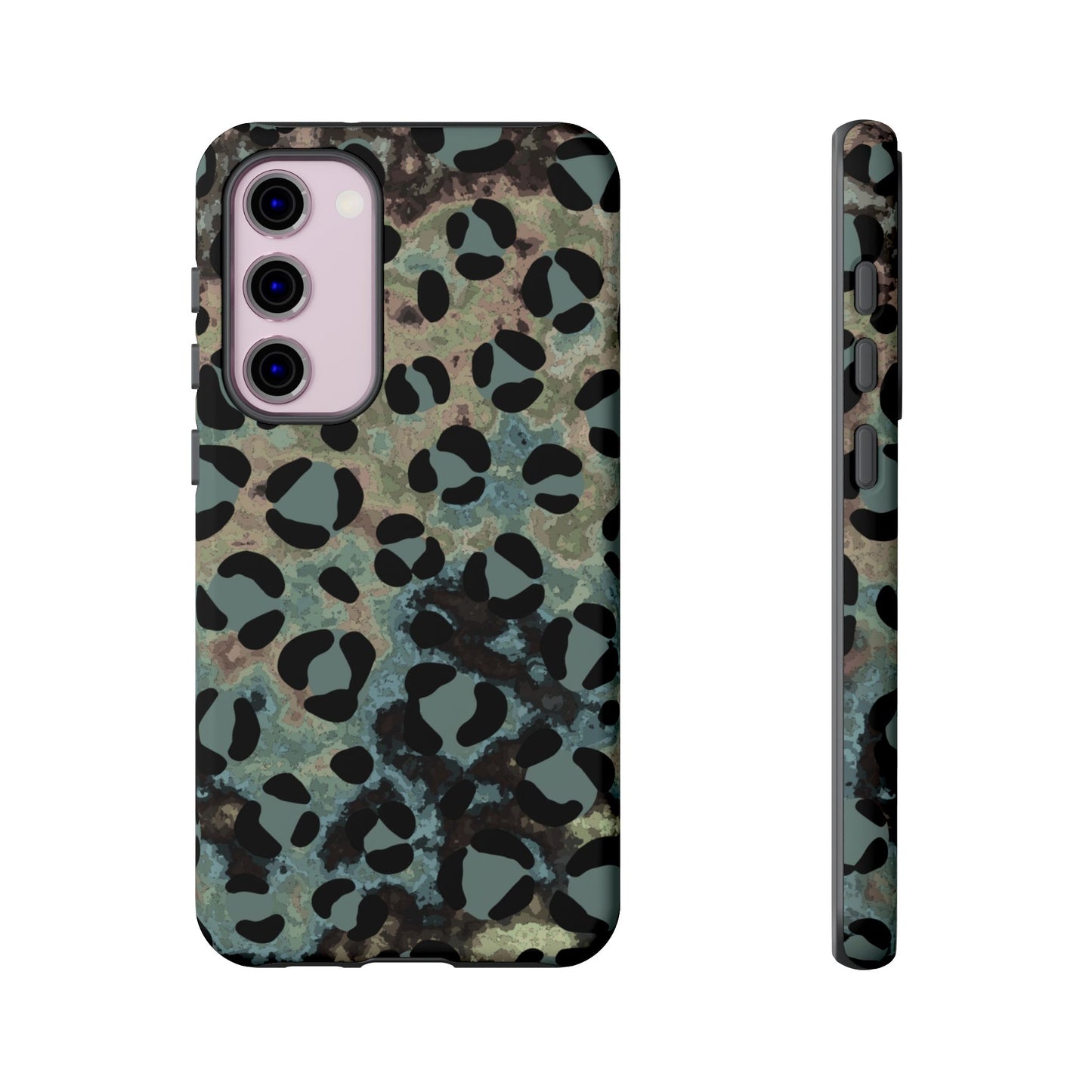 Moody Watercolor Leopard Print Tough Samsung Galaxy Case – Earthy Abstract Pattern with Dual-Layer Protection