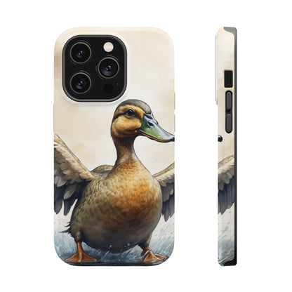 Graceful Duck in Watercolor Scene - MagSafe iPhone Case