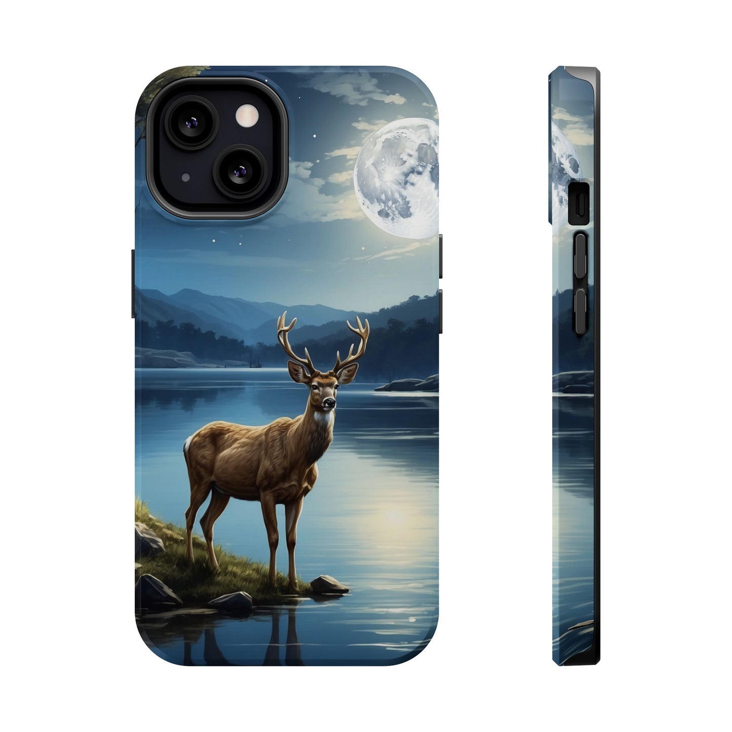 Moonlit Elegance: Stag by the Lake – MagSafe iPhone Case