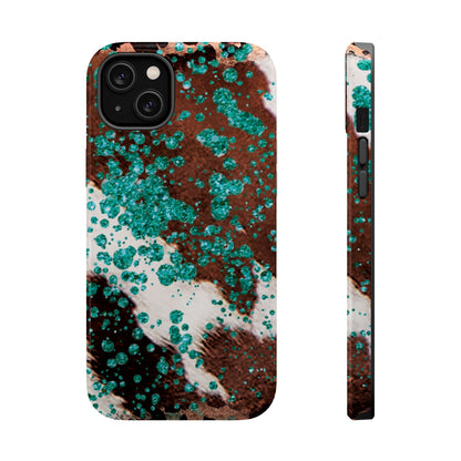 Teal Glitter Cowhide - MagSafe iPhone Series Case