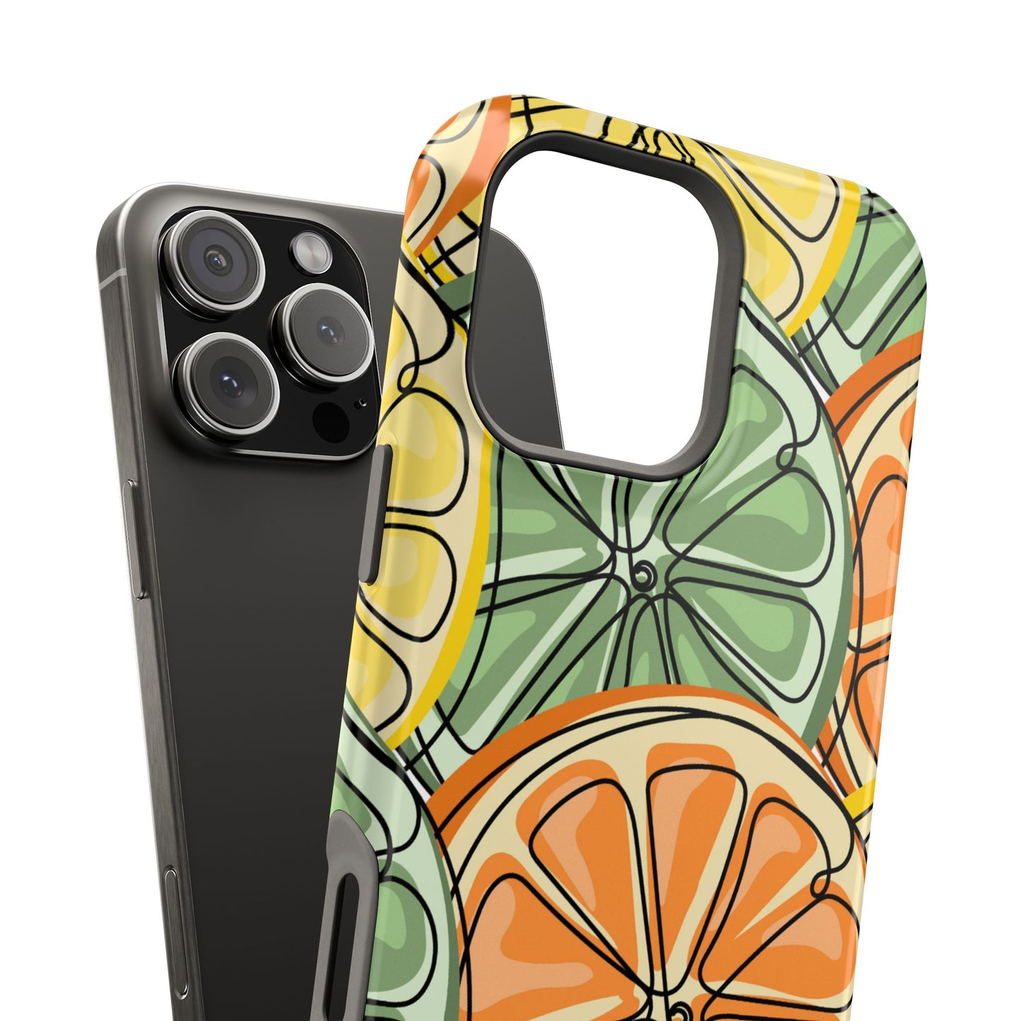 Citrus Zest Tough MagSafe iPhone Case – Bold Lime, Lemon, and Orange Design, Shockproof Protection