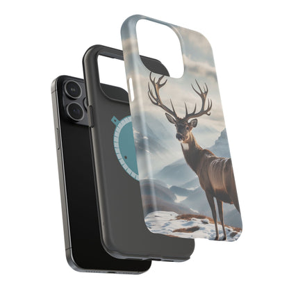 Alpine Majesty: Stag in Snow – MagSafe iPhone Case