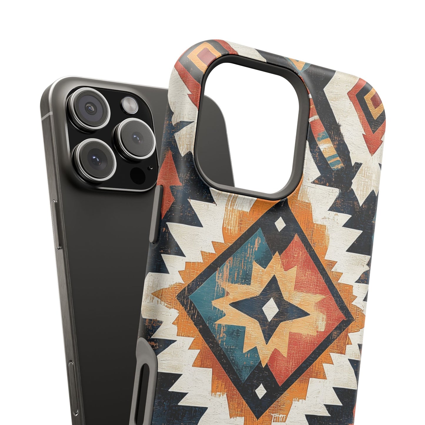 Vintage Southwestern Diamond Tough MagSafe iPhone Case – Rustic Tribal Design, Dual-Layer Protection