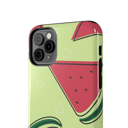 Watermelon Slice iPhone Case – Fresh & Fun Design with Retro Geometric Pattern