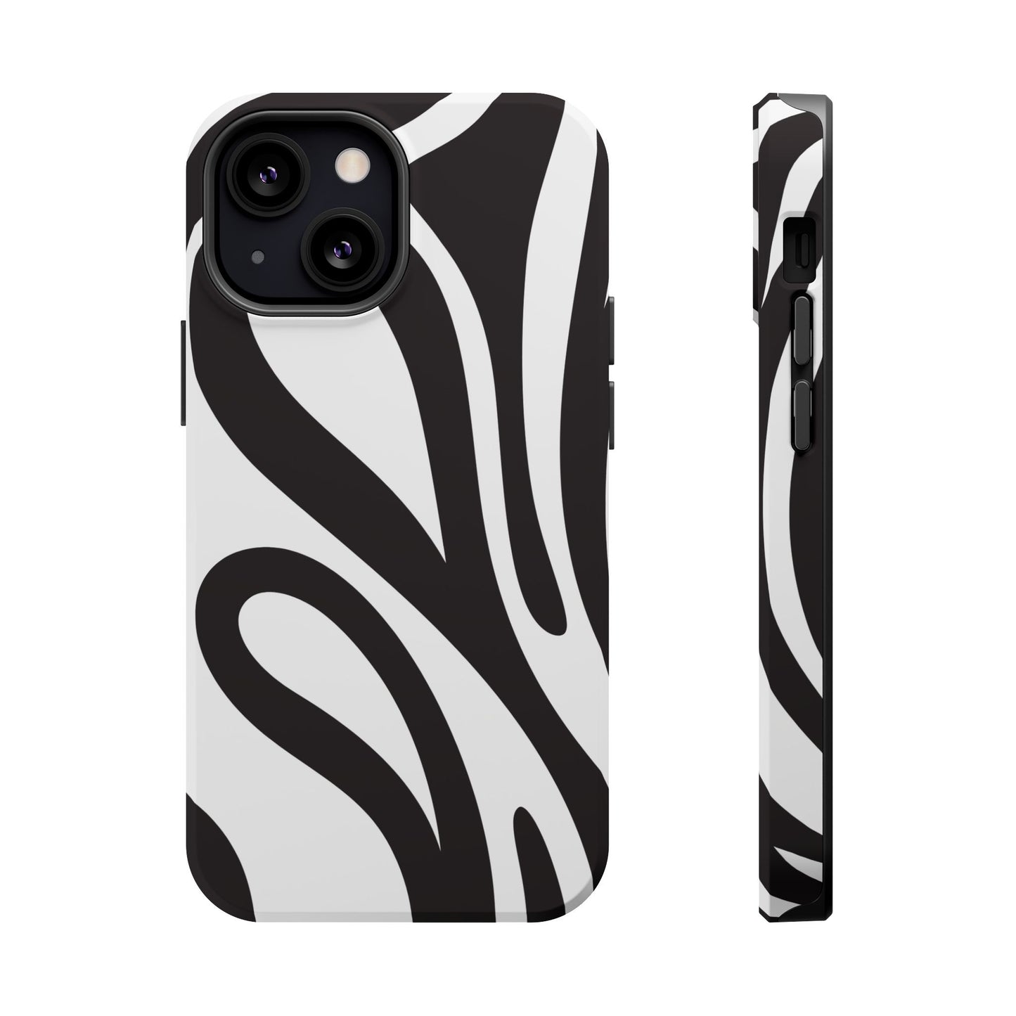 Modern Black and White Abstract Tough MagSafe iPhone Case – Bold Graphic Pattern with Dual-Layer Protection