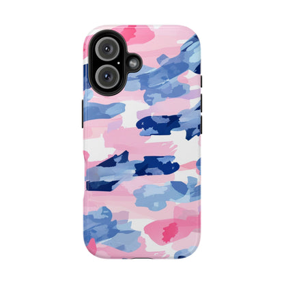 iPhone Case: Dynamic Pink & Navy Brushstroke Art