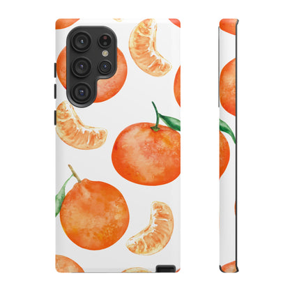 Tangerine Dreams Tough Samsung Galaxy Case – Watercolor Orange Design, Shockproof Dual Protection