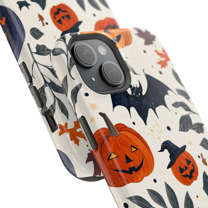 Spooky Halloween MagSafe iPhone Case – Pumpkins, Bats, and Spider Design