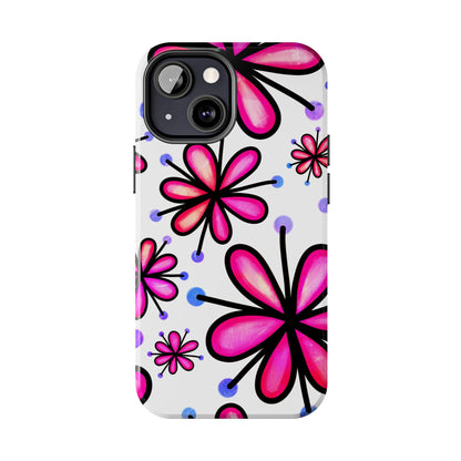 Pink Retro Bloom iPhone Case – Ultra-Slim Design, Glossy Finish