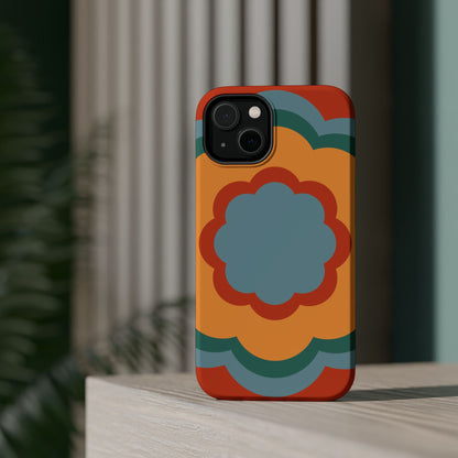 Retro Flower Power MagSafe iPhone Case – Bold 70s-Inspired Design with Dual-Layer Protection