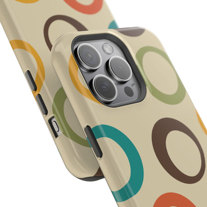 Retro Colorful Rings MagSafe iPhone Case – Shockproof, Matte Finish, Dual-Layer Protection