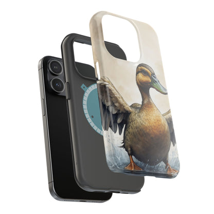 Graceful Duck in Watercolor Scene - MagSafe iPhone Case